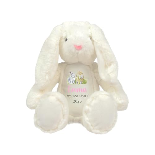 Personalised My First Easter White Bunny Soft Toy with Name and Year