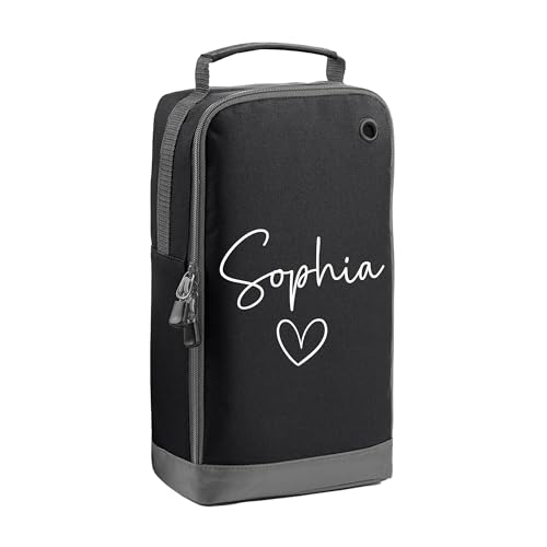 Black kids boot bag with name heart design