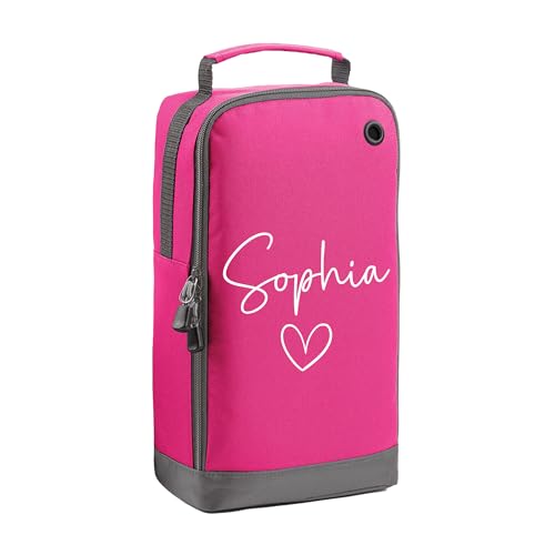 Pink kids boot bag with name heart design