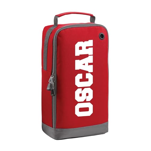 Red kids boot bag with name only design