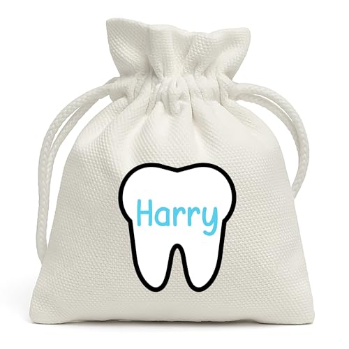 Blue Tooth Fairy drawstring pouch with custom name