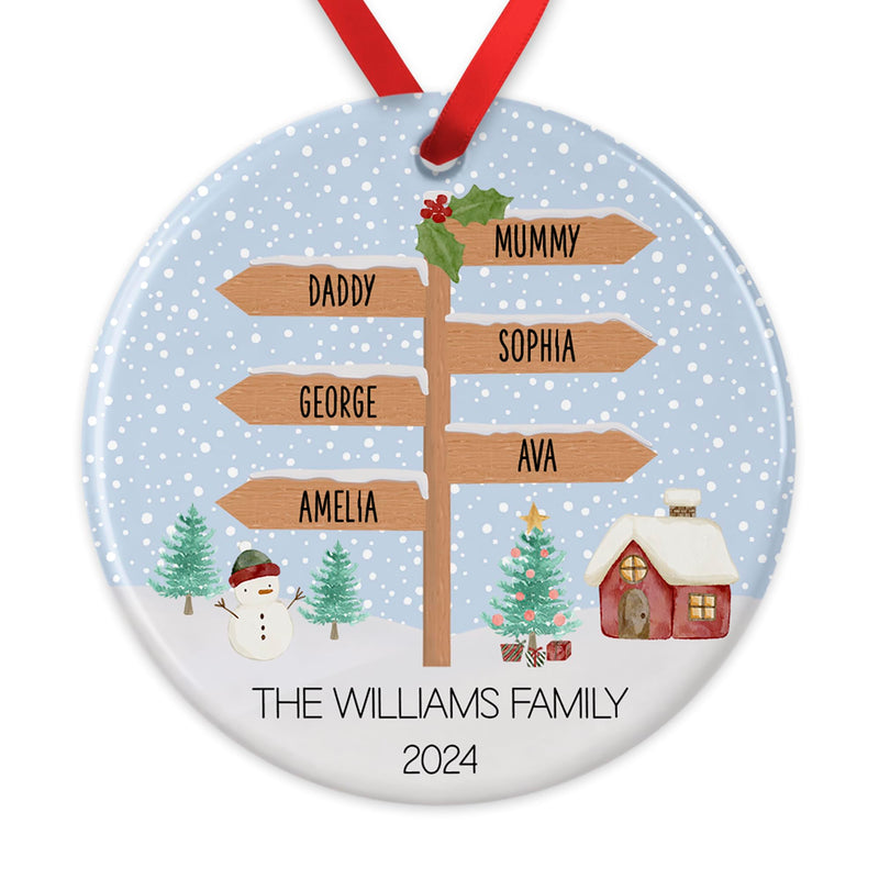 Personalised North Pole Signpost Family Ornament additional product photo