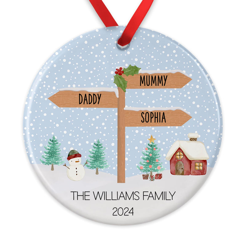 Personalised North Pole Signpost Family Ornament additional product photo