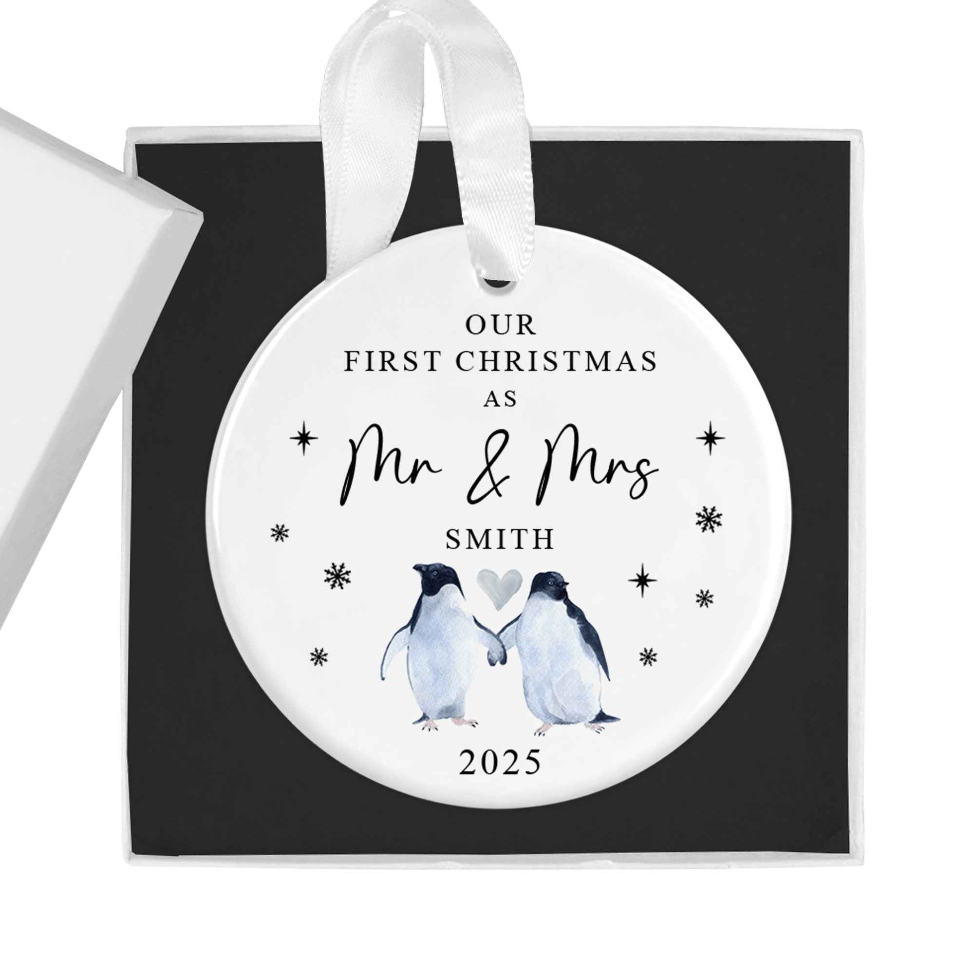 Personalised Our First Christmas as Mr & Mrs Ornament with Gift Box - Chicken Craft Ltd