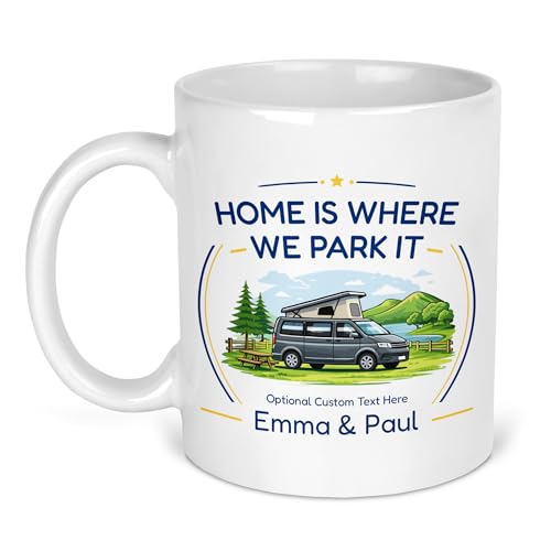 Personalised Panel Van Home Is Where We Park It Ceramic Mug with Name