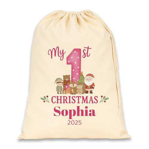 Personalised Pink Christmas Santa Sack with Name