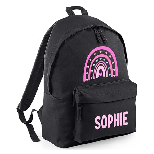Personalised Pink Rainbow Kids Backpack with Name