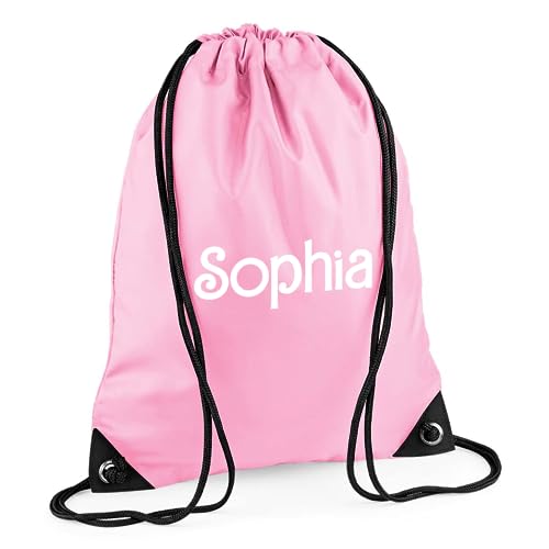 Personalised Pink with Name Drawstring Bag for Back to School