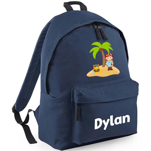 Personalised Pirate Island - Navy Kids Backpack with Name product image