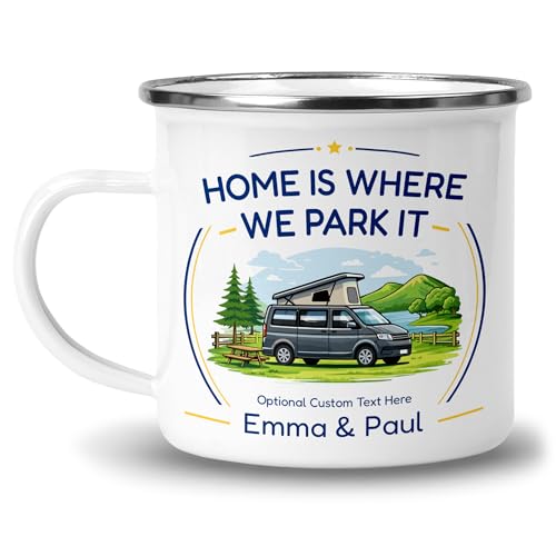 Personalised Pop Top Home Is Where We Park It Camping Mug with Name product image