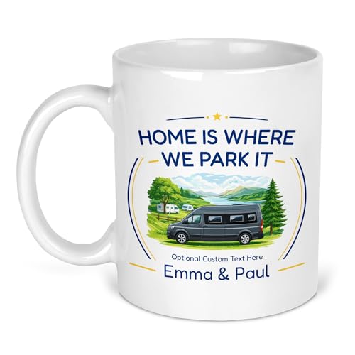 Personalised Pop Top Home Is Where We Park It Ceramic Mug with Name