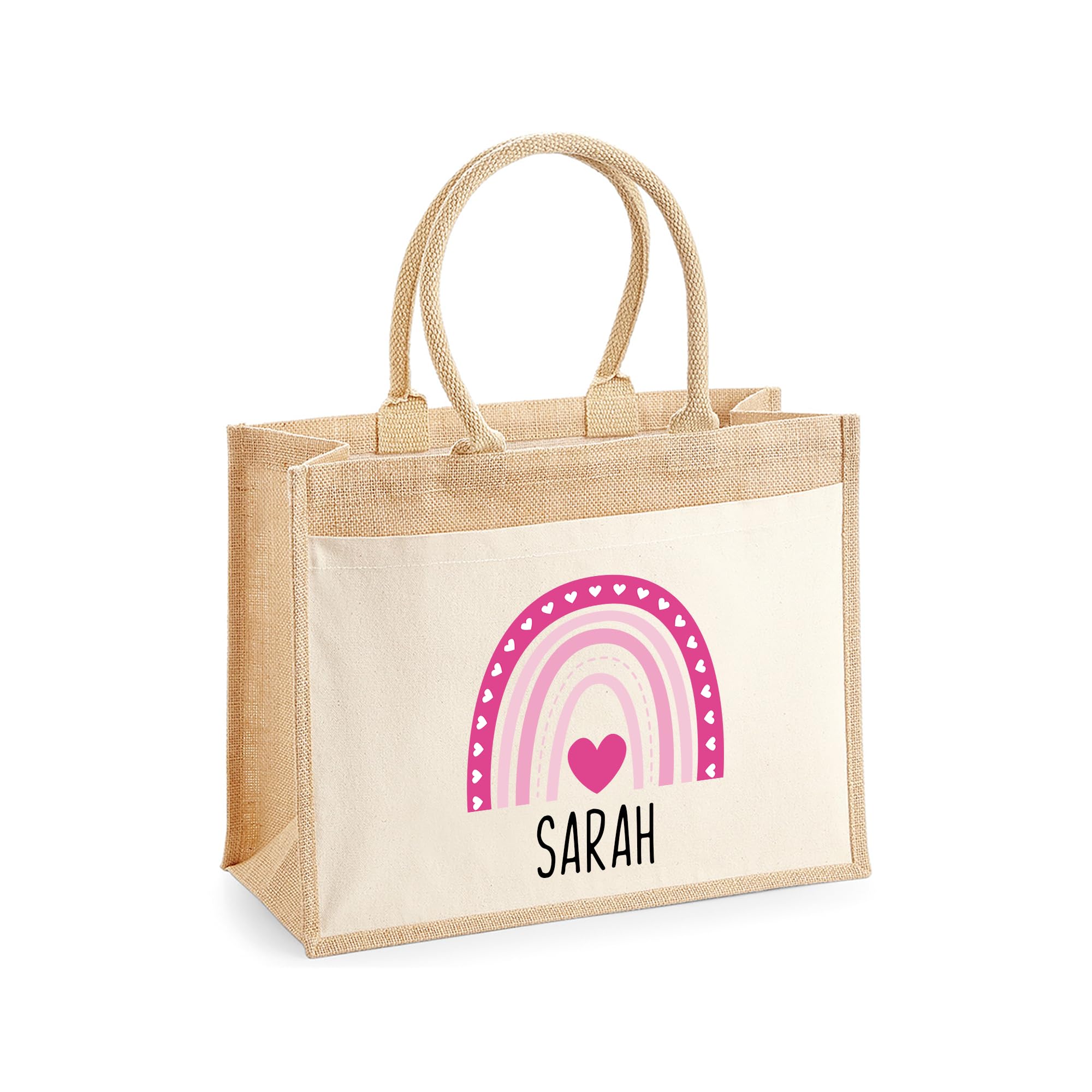 Personalised Rainbow Jute Tote Bag with Message additional product photo