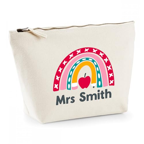 Personalised Rainbow Pencil Case with Apple Design and Name