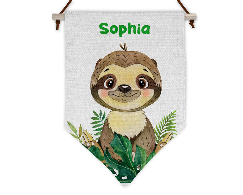 Sloth Linen Flag personalised with name