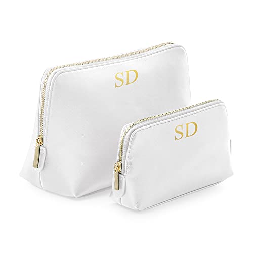 Personalised Soft White Cosmetic Bag with Initials product image