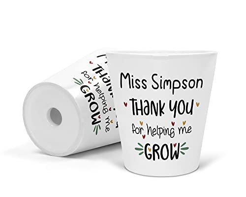 Personalised Teacher Flower Pot with Name with Grow Design