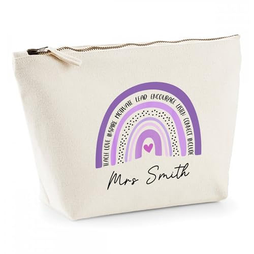 Personalised Teacher Gift - Custom Name Pencil Case with Motivational Rainbow