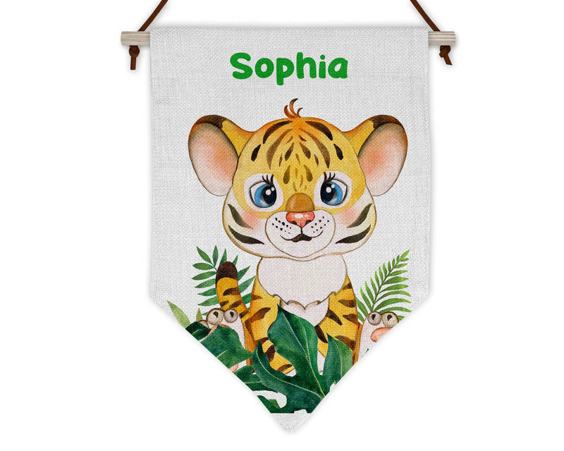 Tiger Linen Flag personalised with name