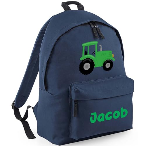 Personalised Tractor - Navy Kids Backpack with Name product image