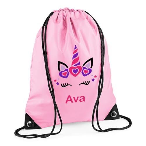 Personalised Unicorn Pink with Name Drawstring Bag for Back to School