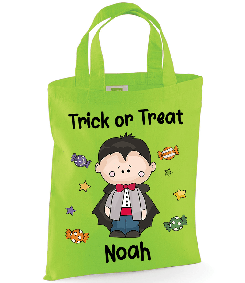 Personalised Green Vampire Trick or Treat Tote Bag
