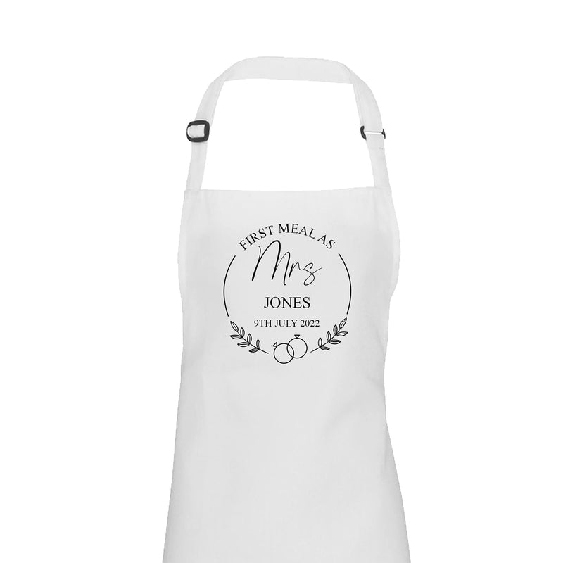 Personalised First Meal wedding dress protector apron, Mrs only
