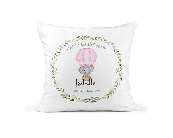 Personalised 1st Birthday Baby Girl Cushion