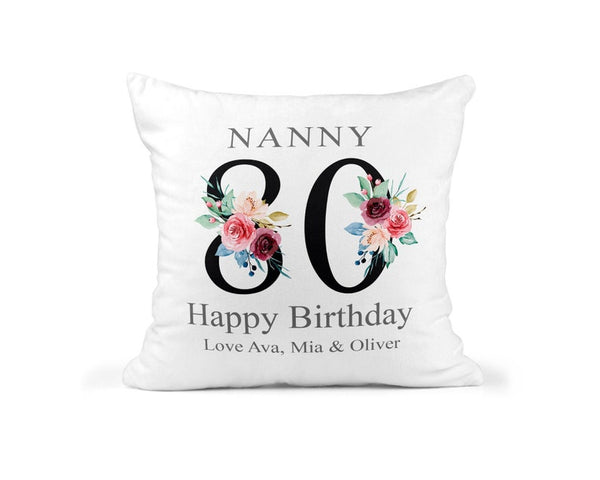 Personalised Cushion 80th Birthday with Names