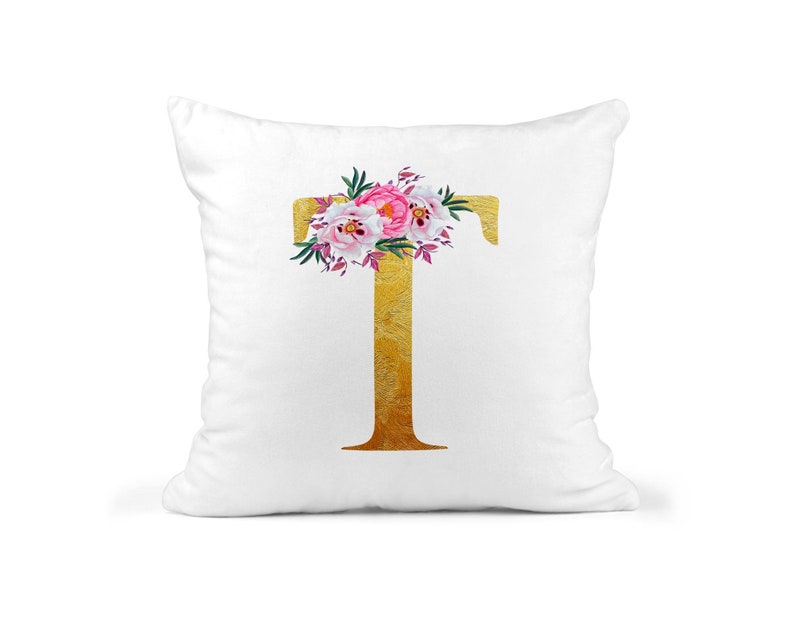 Personalised Floral Initial Cushion