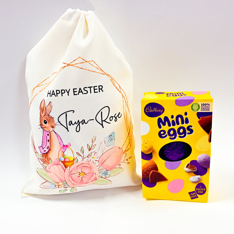 Personalised Easter Gift Bag - Blue Rabbit | Custom Easter Sack