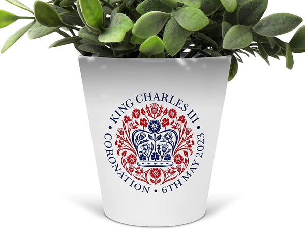 Coronation Flower Pot with Official Emblem - King Charles III