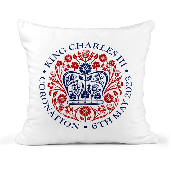 Coronation Cushion with Official Emblem - King Charles III