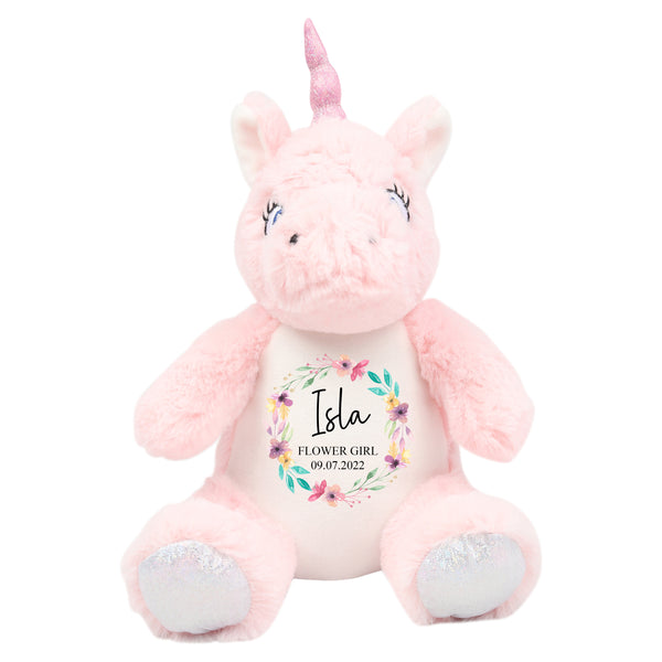 Personalised Unicorn Soft Toy for Flower Girl