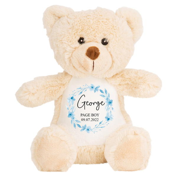 Personalised Brown Teddy Bear Soft Toy for Page Boy