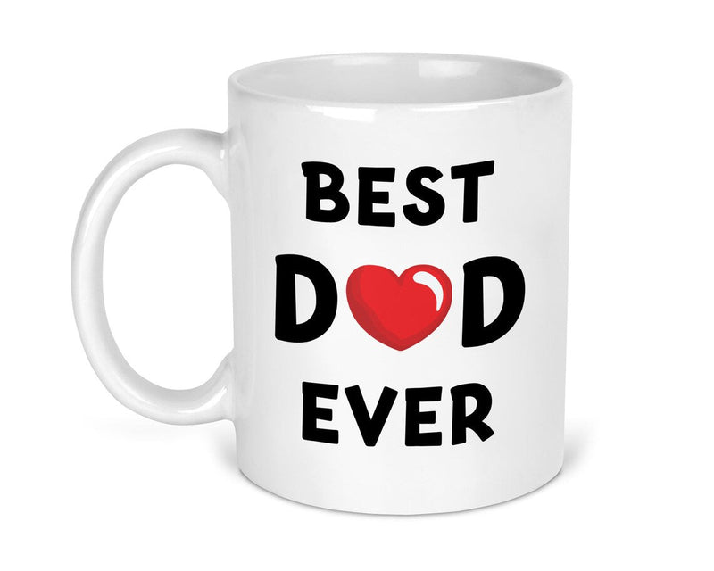 Best Dad Ever Heart Mug shown with printed design