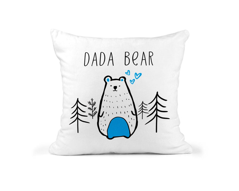 Dada Bear Cushion for Father's Day showing a bear family message front view