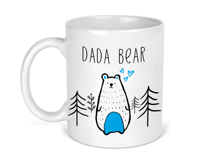 Dada Bear Blue Mug shown with printed design
