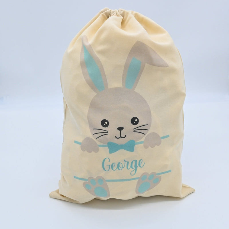Blue Bunny Easter Sack personalised with name view 2