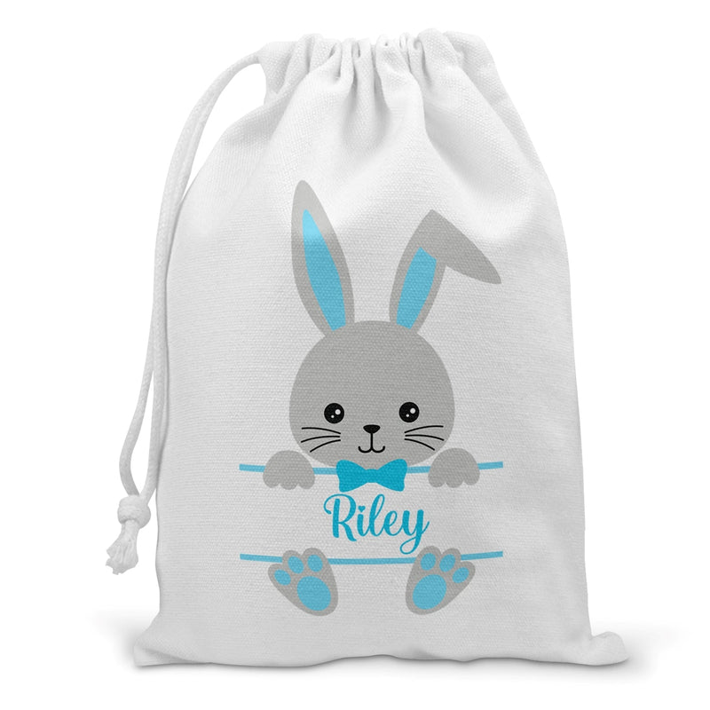 Blue Bunny Easter Sack personalised with name