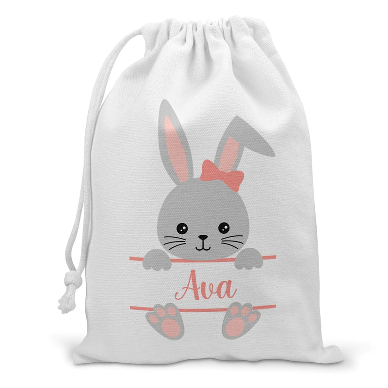 Pink Bunny Easter Sack personalised with name