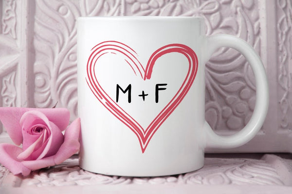 Personalised Valentines Day Mug Heart with Initials