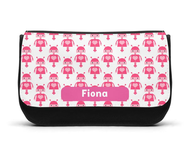 Personalised Pink Robot Pencil Case