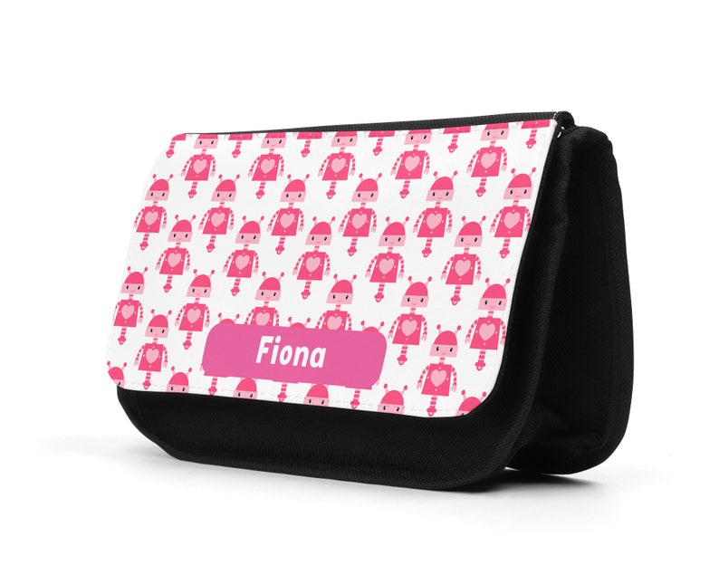 Personalised Pink Robot Pencil Case