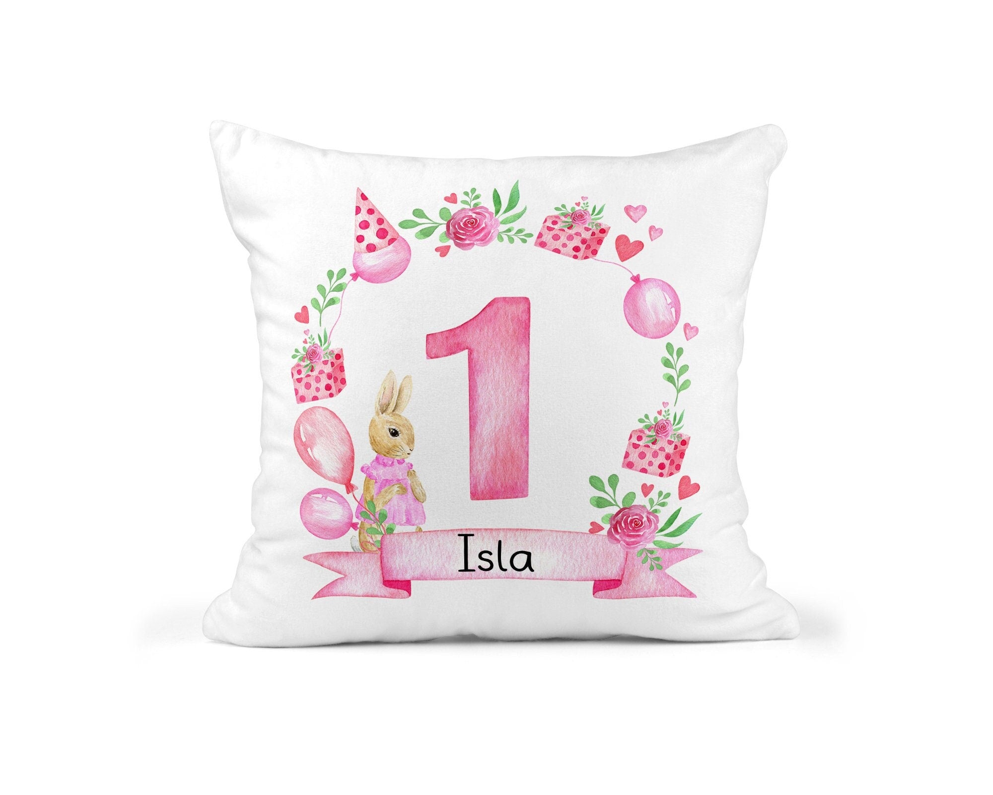Personalised Girls 1st Birthday Cushion