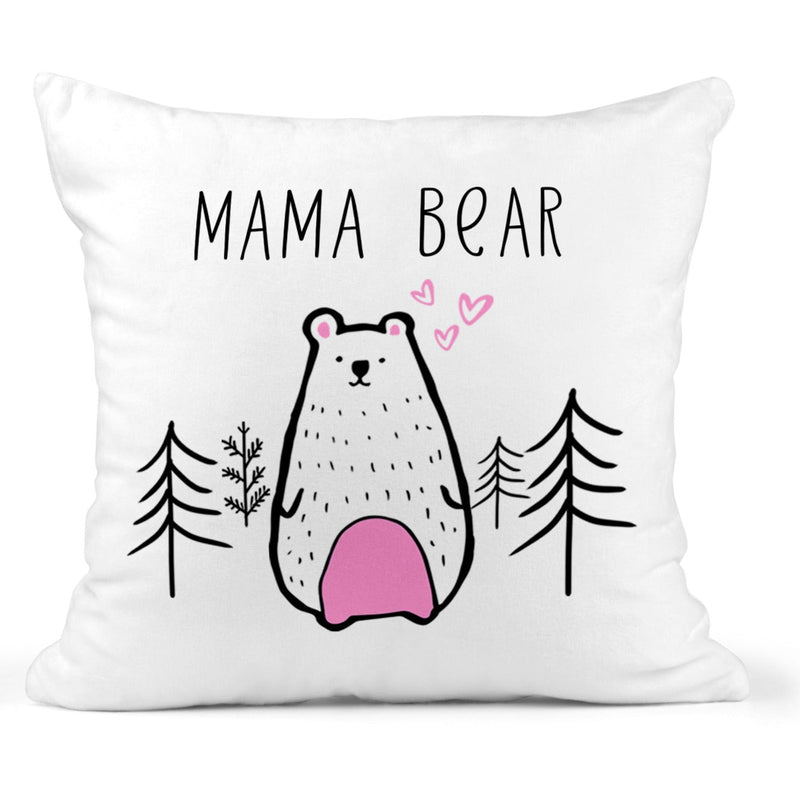 Mama Bear Cushion for Mother's Day showing a bear family message front view