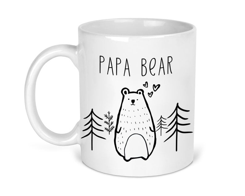 Papa Bear Mug shown with printed design
