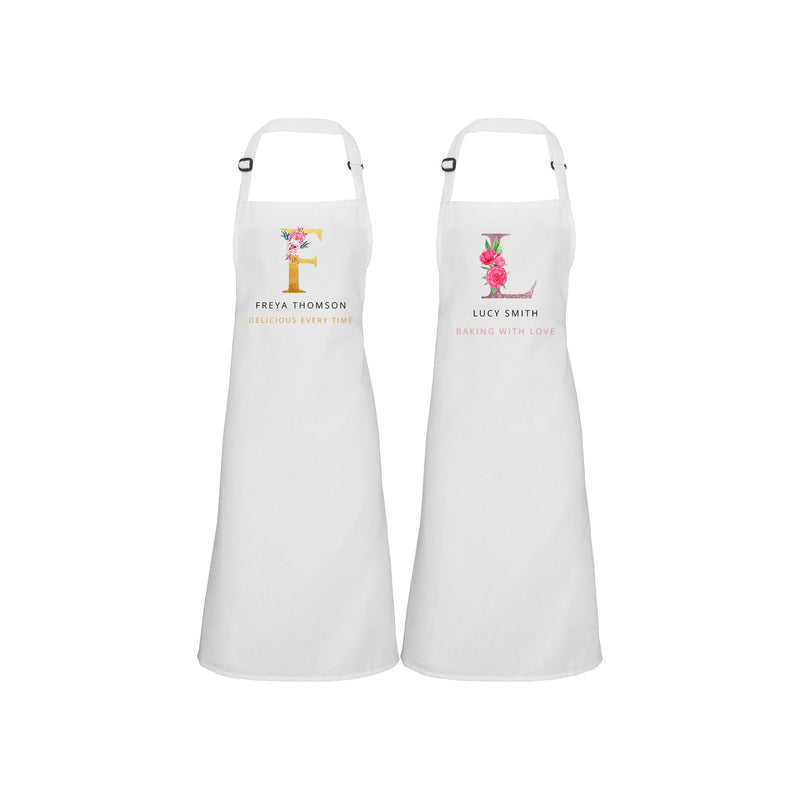Floral Initial Apron with Slogan product photo view 2