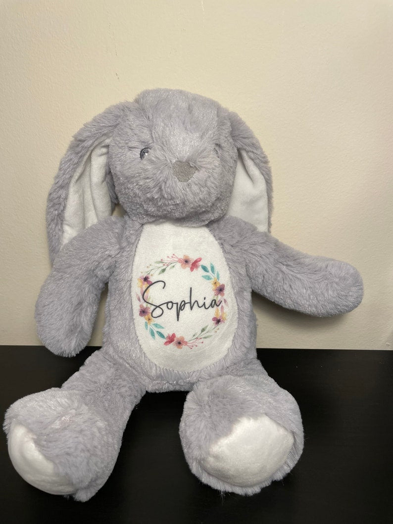 Personalised Bunny Rabbit, Floral Wreath with Name - Chicken Craft Ltd