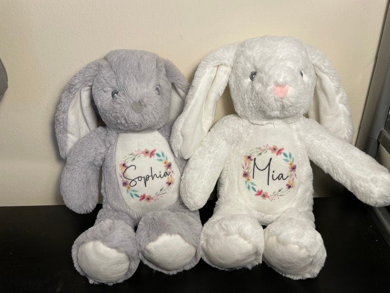 Personalised Bunny Rabbit, Floral Wreath with Name - Chicken Craft Ltd