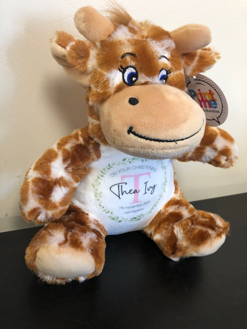 Personalised Christening Gift Giraffe Teddy Bear - Chicken Craft Ltd